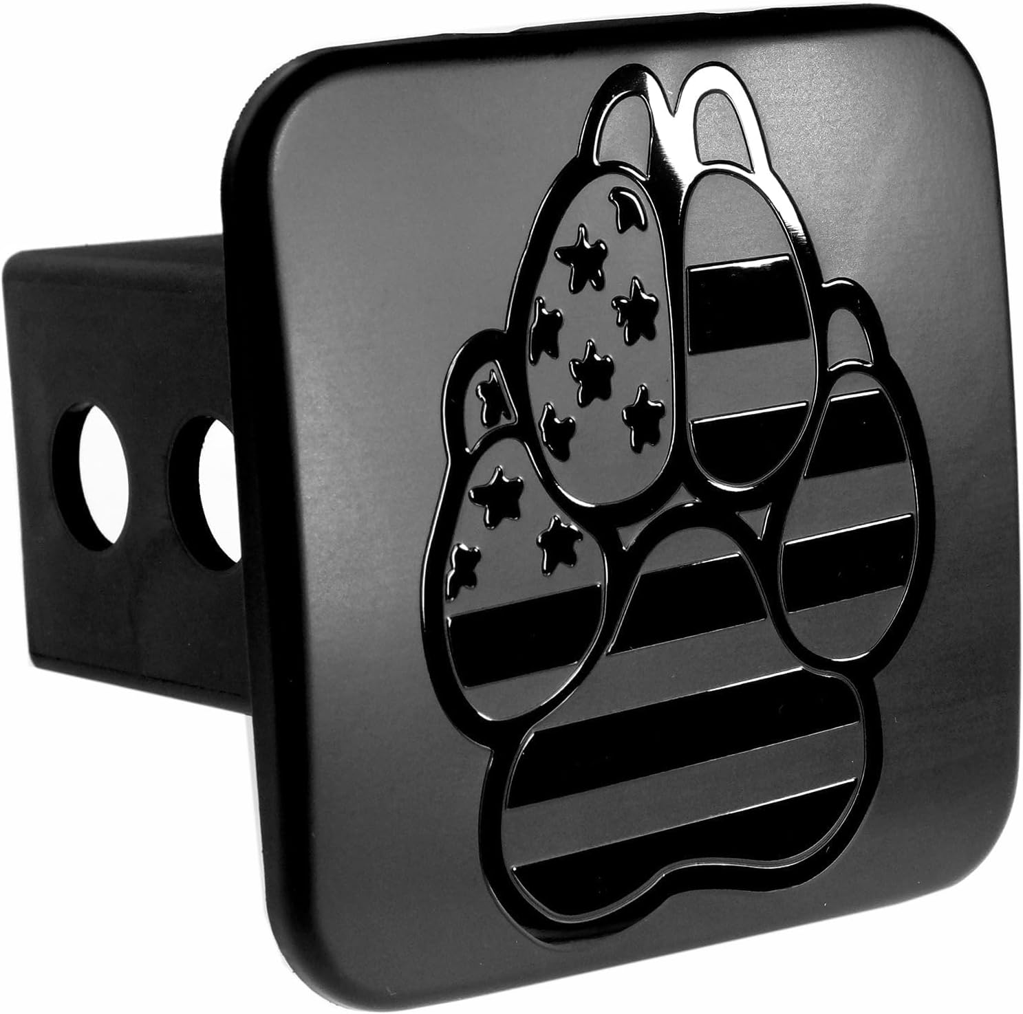 eVerHITCHUSA Flag Dog Paw K9 Unit Tube Plug Hitch Cover (Black, Fits 2" Receiver)
