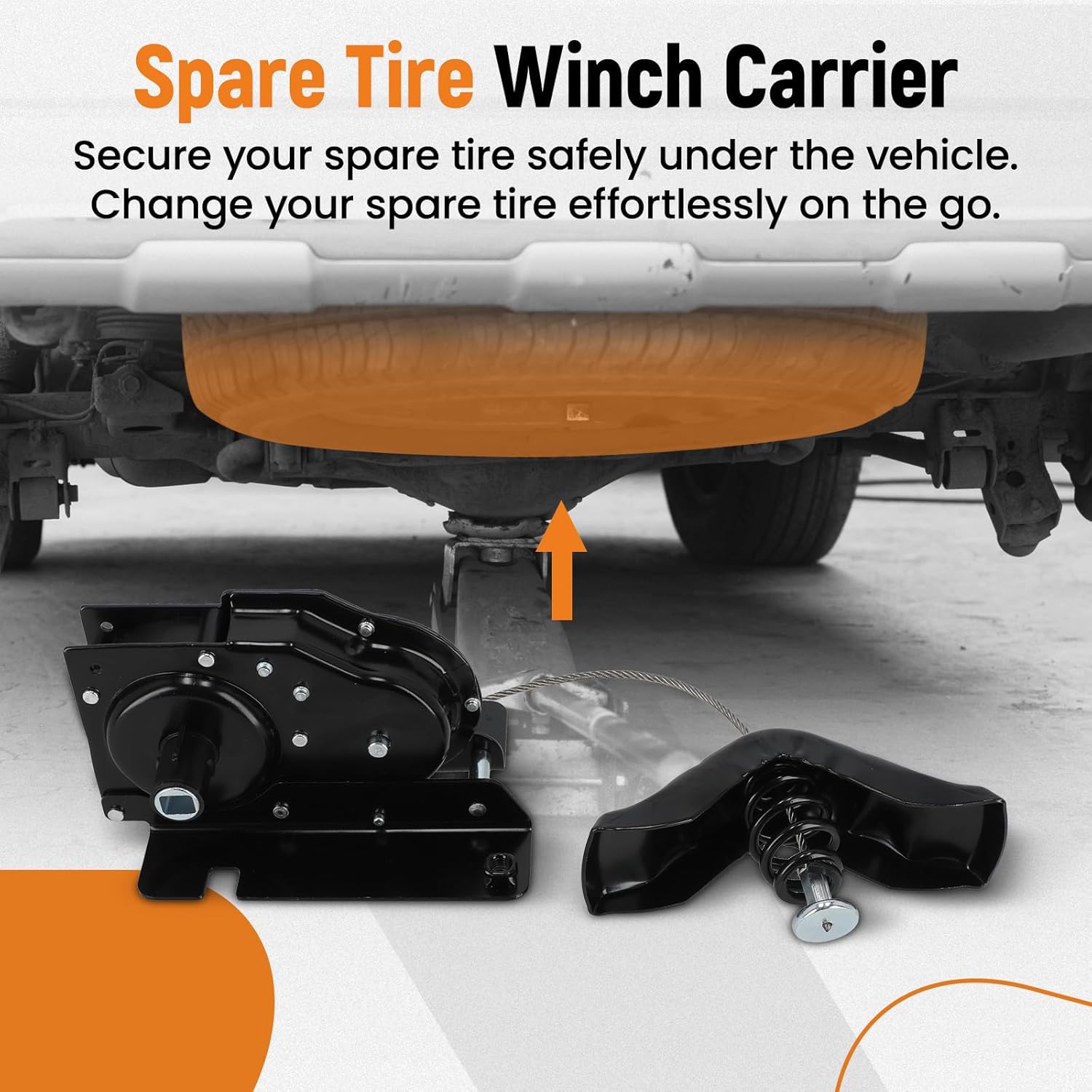 maXpeedingrods Spare Tire Hoist Spare Tire Winch Carrier For Ford F250 F350 F450 F550 1999-2007