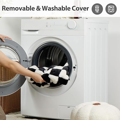 Miniatura 7 de BFPETHOME Sofá cama para gatos y perros, sofá para mascotas pequeñas, bonito sofá para gatos, cama para perros a cuadros con funda lavable (negro y