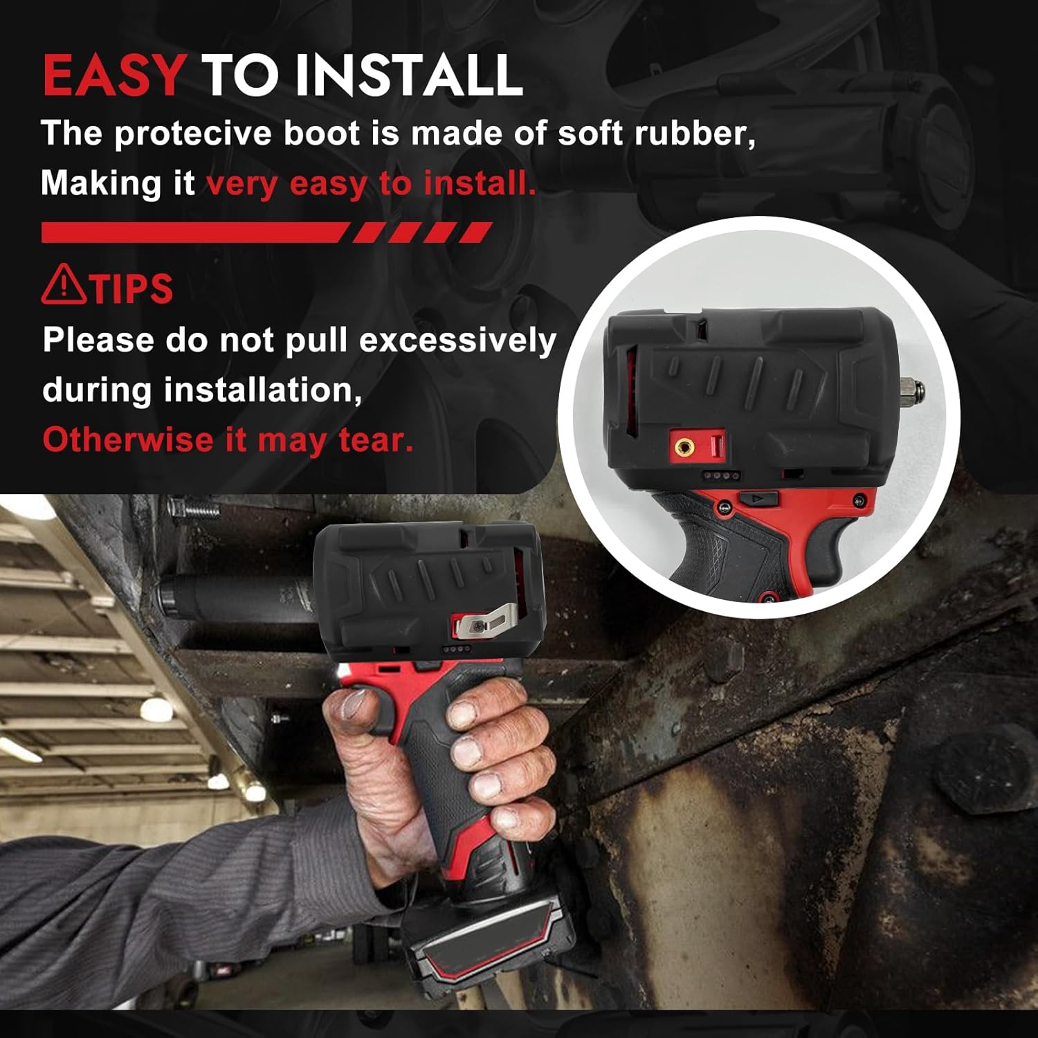 2562-20, 2563-20, 2563P-20 Impact Wrench Protective Boot Cover Compatible with Milwaukee M12 Stubby 3/8" 1/2" Impact Wrench(49-16-2562、49-16-2563)