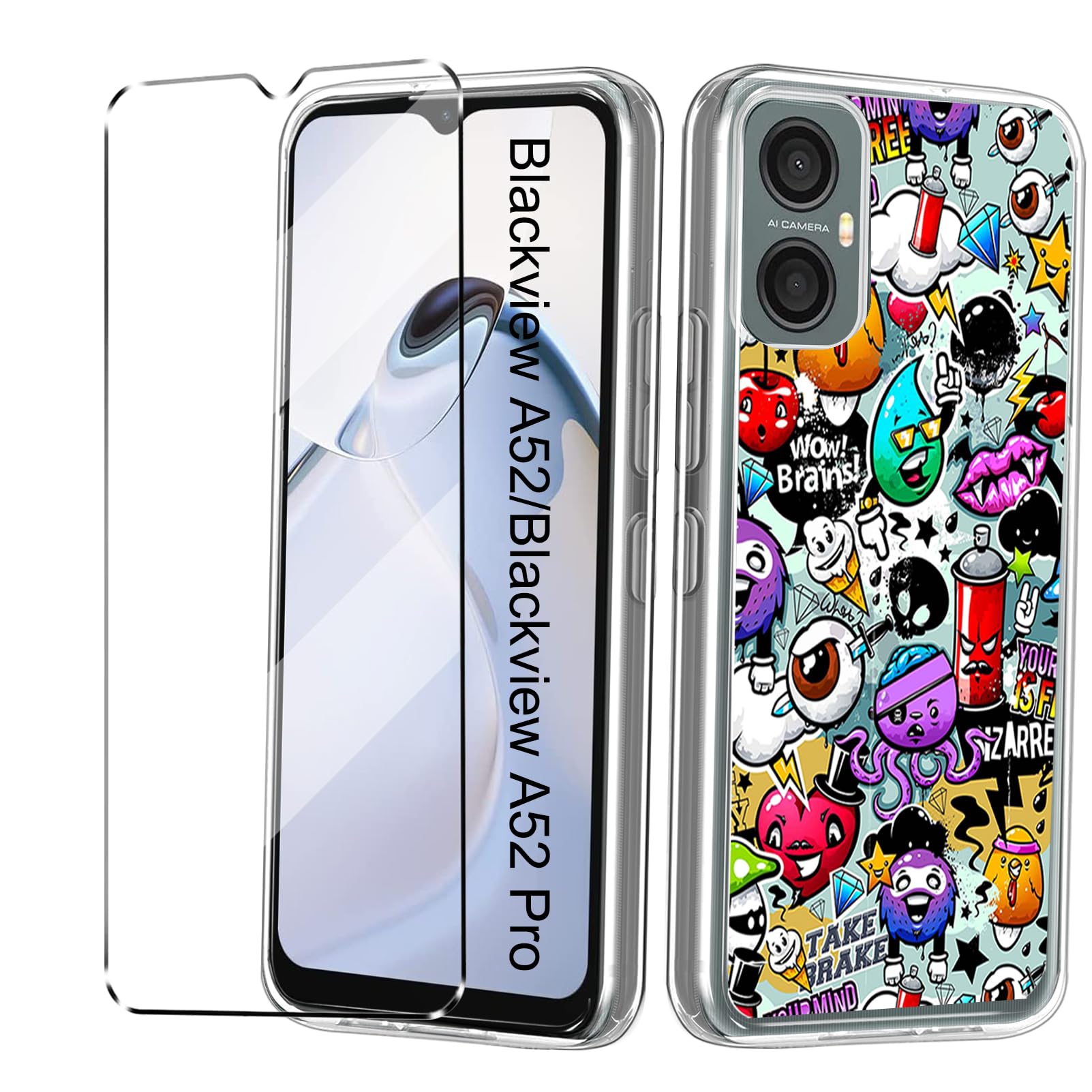 Cover E Vetro Temperato Per Blackview A52/A52 Pro – Custodia In TPU Trasparente + Pellicola Protettiva, 2 In 1 - 2