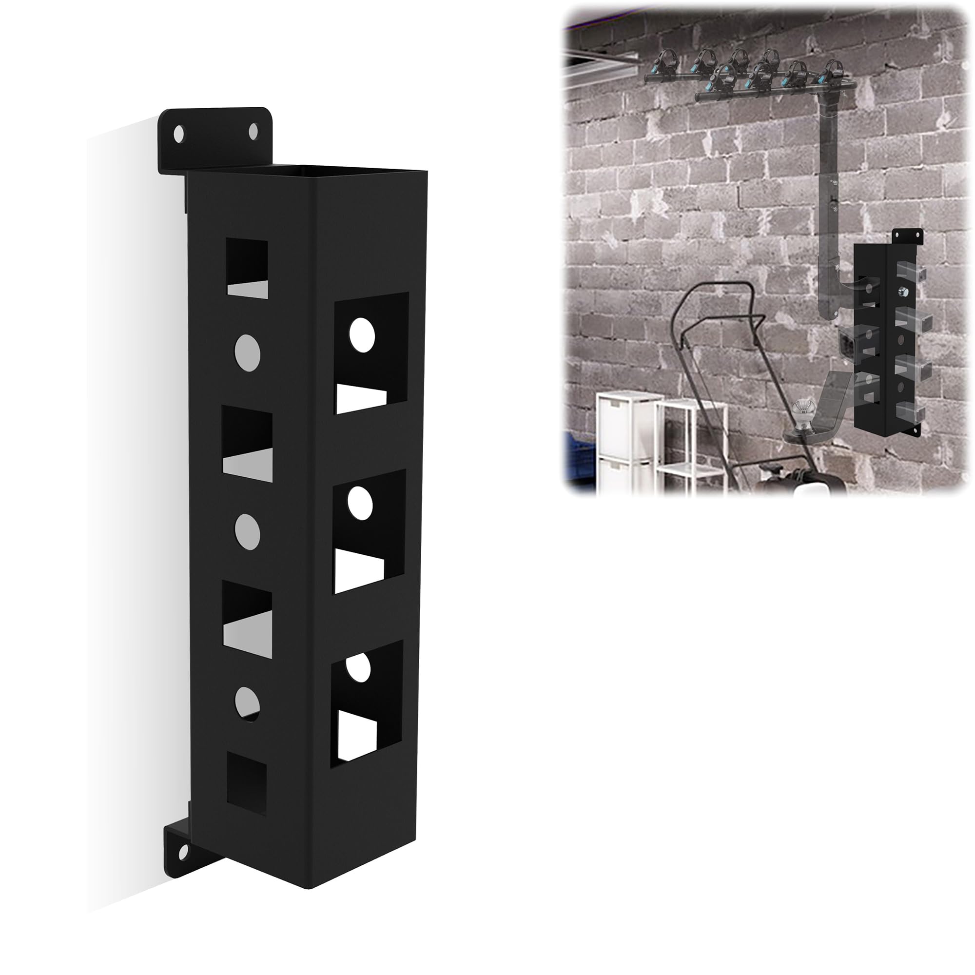 YZZHAJ Heavy Duty Hitch Wall Mount, Trailer Hitch Wall Mount Receiver, Hitch Storage Mount 1.25 inch and 2 inch Receiver, Hitch Mount Bike Rack-7