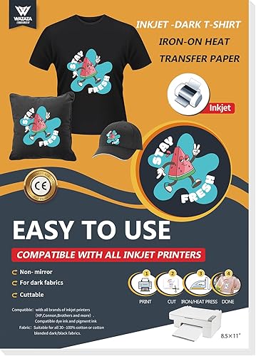 Bestechno Tru-Iron - Papel de transferencia de calor para tela oscura, 24 hojas de 8.5 x 11 pulgadas, vinilo imprimible por inyección de tinta para