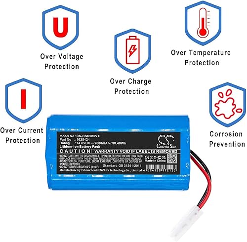 Miniatura 5 de Batería de vacío Bissell de 14.8 V 2600 mAh, batería de repuesto de iones de litio para aspiradoras robóticas Bissell 2859, 3115, aspiradora