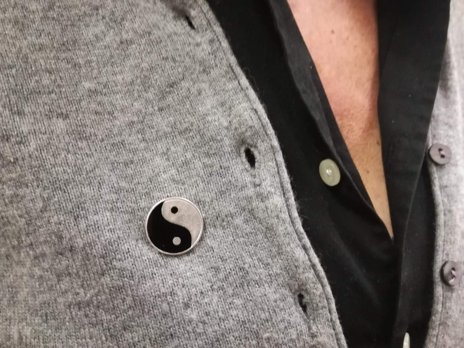 PIN TAO Yin Yang chapeada plata - Amuleto de la suerte - Moneda de diámetro Cm 2,1 - pieza