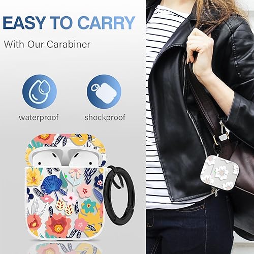 Miniatura 7 de Maxjoy Funda compatible con AirPods de 2 generación, bonita funda protectora suave con diseño de flores para AirPods Gen 1 y 2, diseño de flores