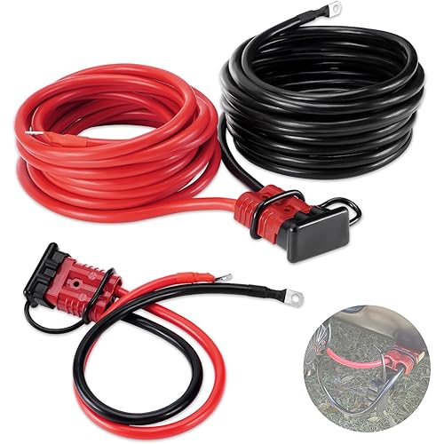 24 FT Quick Disconnect Winch Power Cable, 4 Gauge 4 AWG Copper Wiring, Heavy Duty Quick Disconnect Cables
