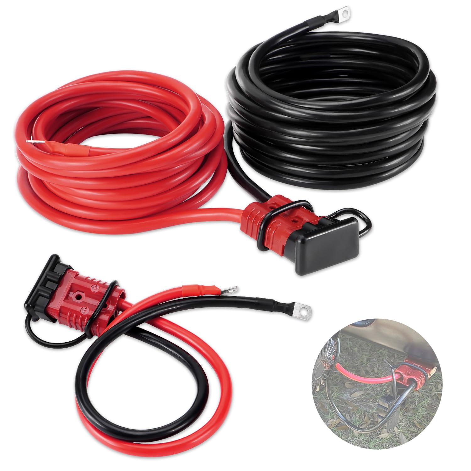 24 FT Quick Disconnect Winch Power Cable, 4 Gauge 4 AWG Copper Wiring, Heavy Duty Quick Disconnect Cables