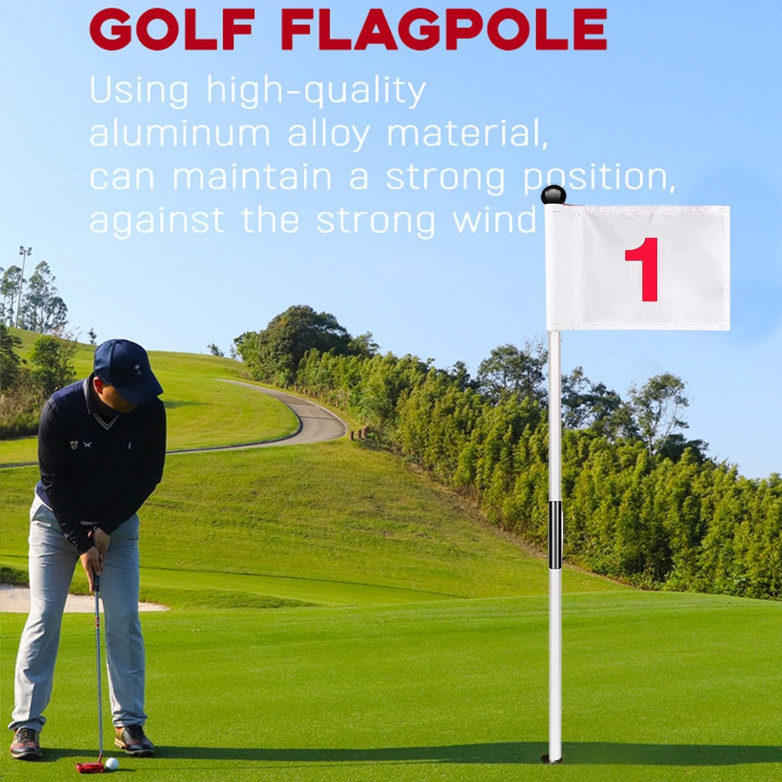 Ensemble de drapeaux de golf portable amovible trou de golf professionnel durable robuste stable