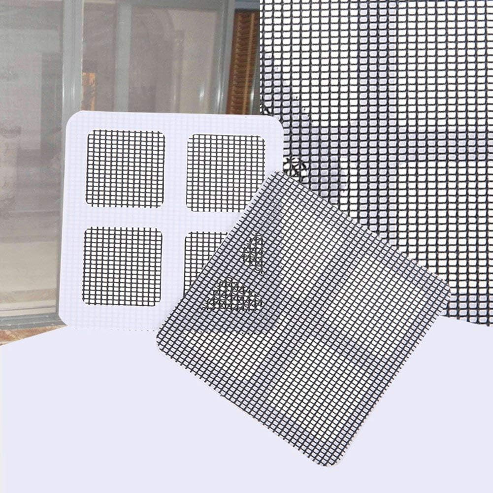 Door and Window Screen Repair Kit, 12 Pcs Strong Fiberglass Holes Cover Mesh Tape Kit, 4 x 4 Inches