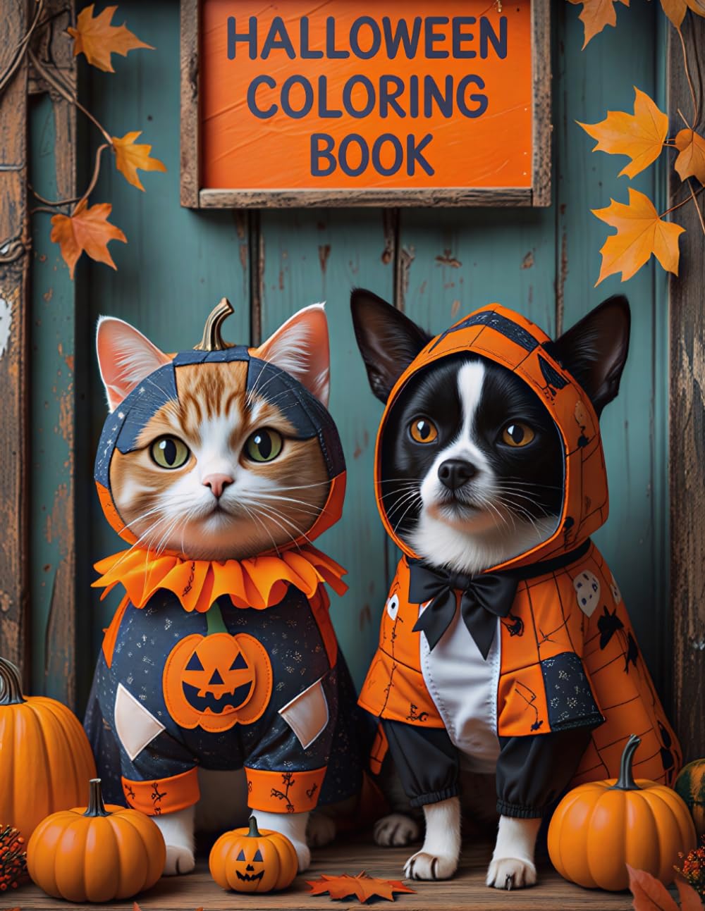 Halloween Pets Coloring Book: Cute Cats and Dogs in Costumes: Relaxing coloring pages for kids and adults featuring adorable animals in costumes, creative fun and stress relief