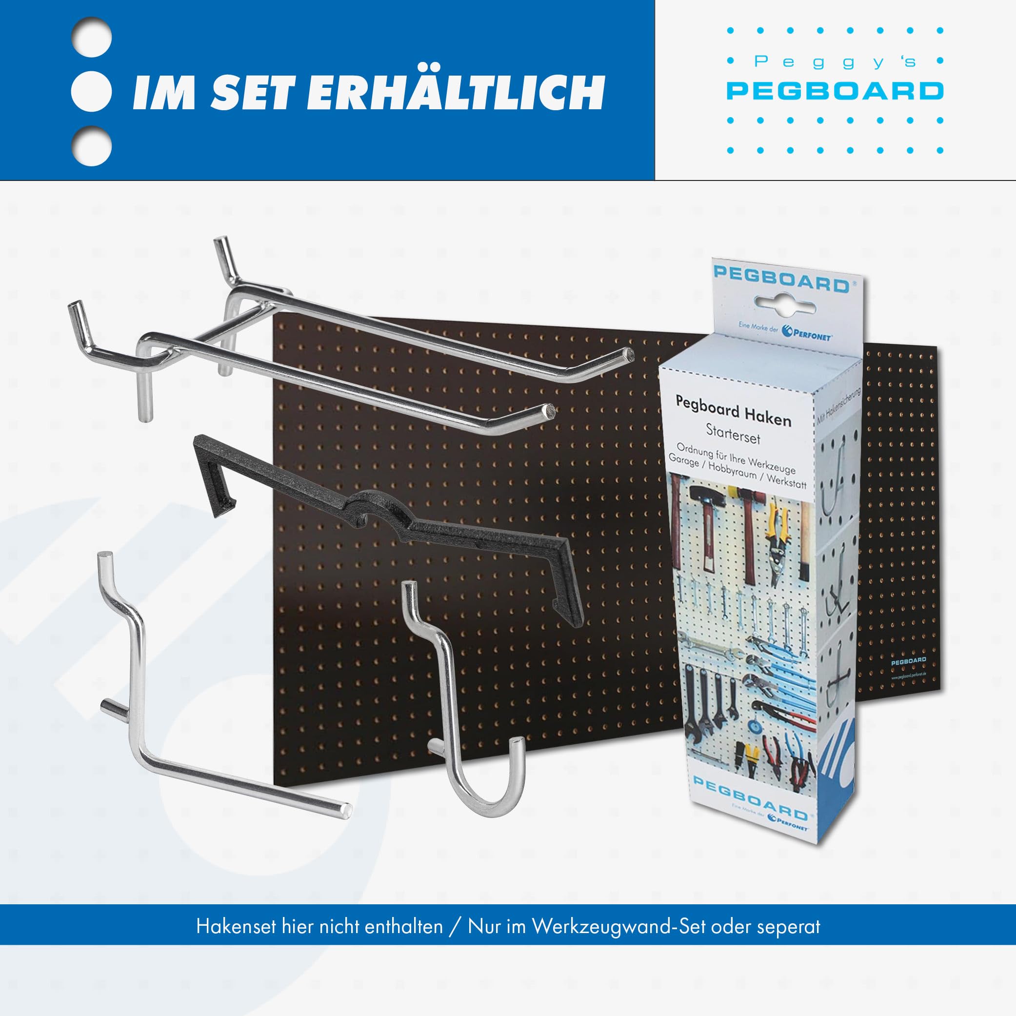 Pegboard 4 St. Werkzeugwand aus Holz (MDF) 120 x 60 x 0,5 cm - Lochung Ø7 mm Lochabstand 25,4 mm - schwarz lackiert - Made in Germany
