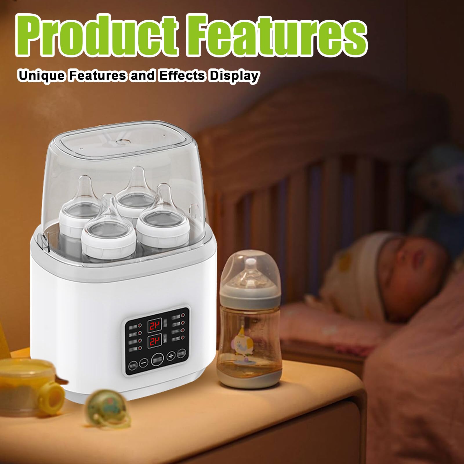 Chauffe-biberon pour bébé, stérilisateur 8 en 1 pour biberons, chauffe-biberon rapide, chauffe-bouteille pour bébé, chauffe-aliments pour bébé et dégivrage, chauffage de nourriture pour bébé sans BPA