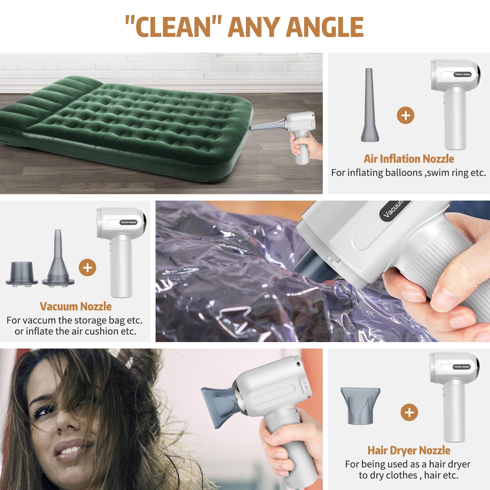 Aspirabriciole Senza Fili, Aspirapolvere Portatile Da 9000 Pa, Mini Aspirapolvere Auto Portatile Leggero Ricaricabile, Aspirapolvere Per Auto Usb Per Peli Di Animali Domestici, Auto, Casa, Ufficio