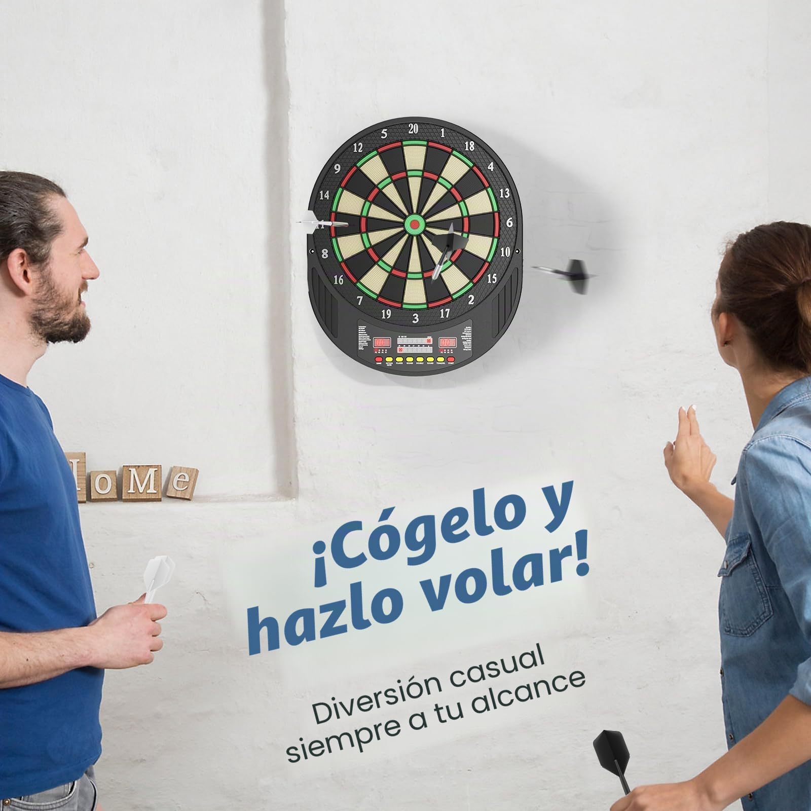 Diana eléctrica,Electrónica de Dardoscon 6 Dardos,Tablero de Dardos electronico con Indicador LED,Diana Electrónica Plegable con 33 Juegos, para 1 a 8 Jugadores