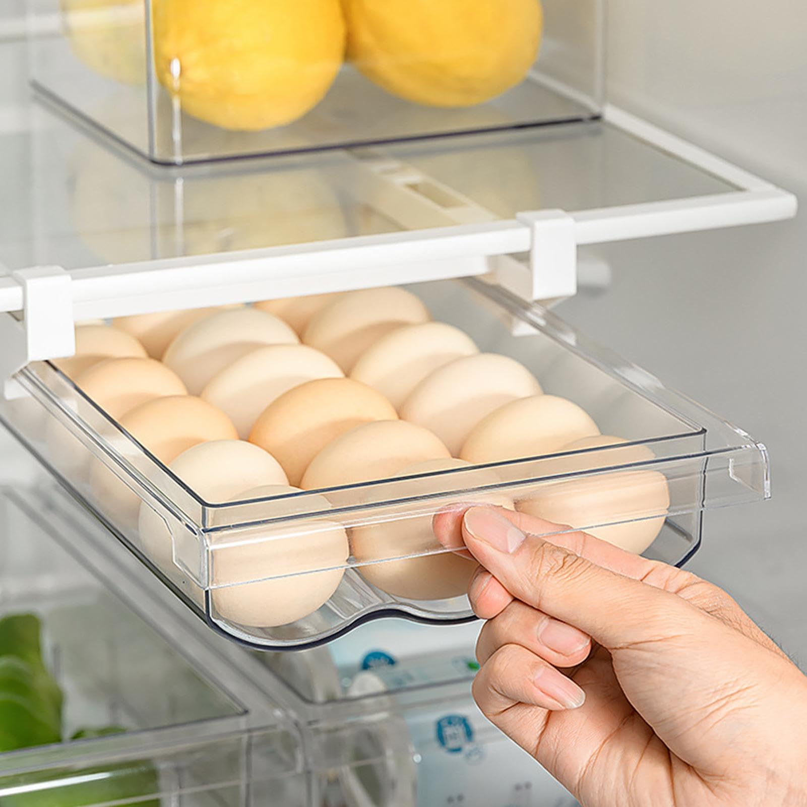 MRKU Caja organizadora de Cesta para Nevera de Cocina, cajón extraíble para Huevos, Nevera, contenedor Organizador
