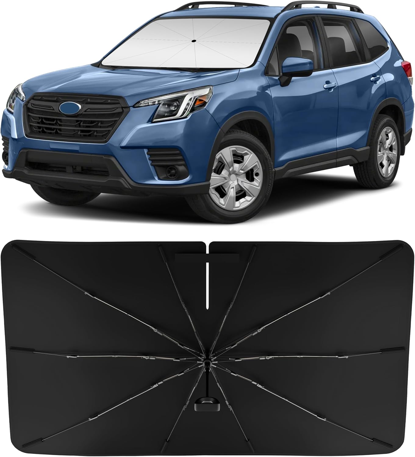 INSAUTO Windshield Sun Shade Umbrella for Subaru Forester 2019-2025, Foldable Front Windshield Sunshade with Storage Bag, Block Out UV Rays & Heat, Keep Car Cool