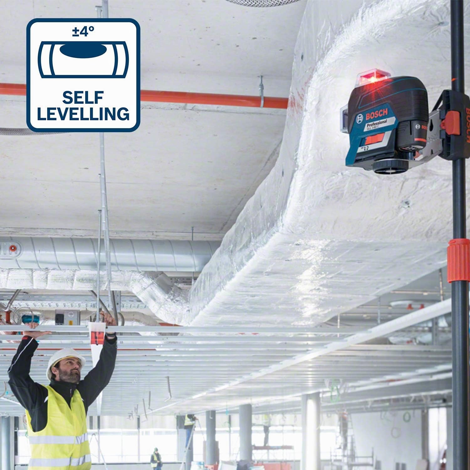 Bosch Professional Nivel Láser GLL 3-80 C (láser rojo, interior, conexión Bluetooth, alcance hasta 30 m, 4 pilas AA, en caja)
