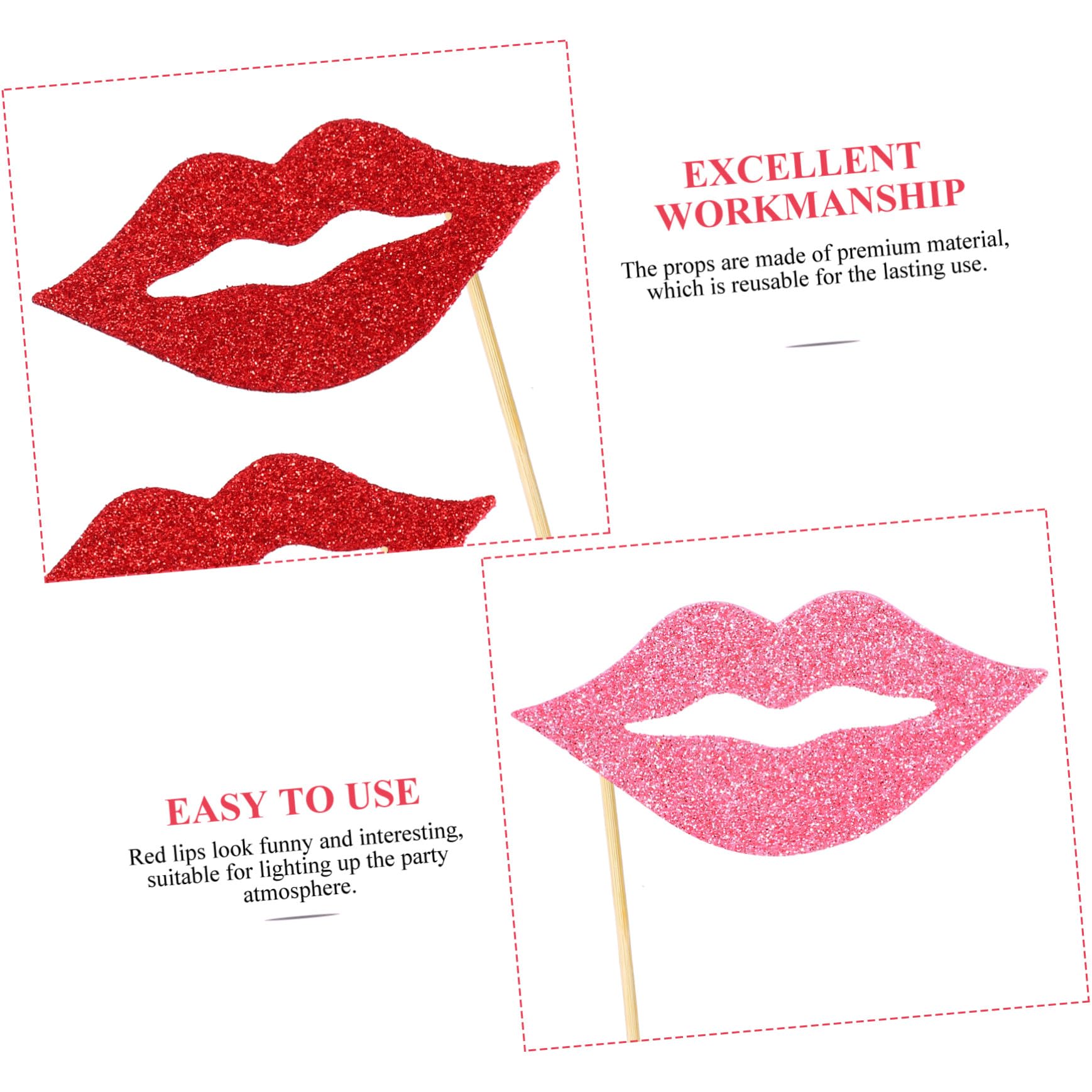3 Sätze Teiliges Handheld Lippen Foto Requisiten in Rot Und Kreative Party Deko Mit Stiel Langlebig Und Einfach Zu Halten Für Hochzeit Geburtstag Und Selfie Themen 40 Stück * 3