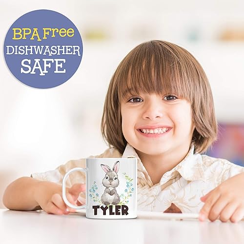 Miniatura 2 de Kids Spring Easter Bunny Cup for Boy, Customized with Child's Name, Unbreakable Mug, Microwave Dishwasher Safe, BPA Free