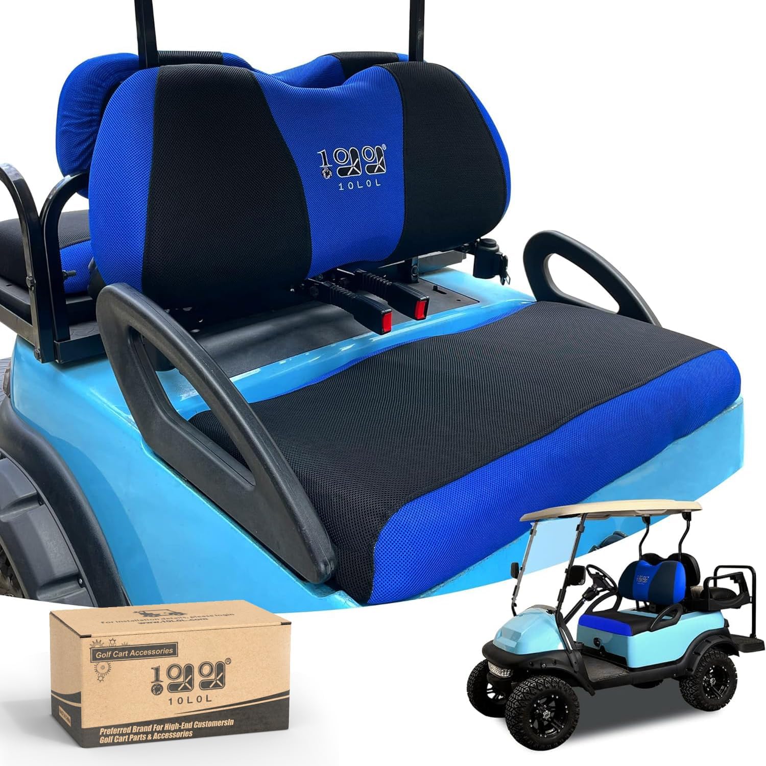 10L0L Golf Cart Seat Covers Universal for Yamaha G29 Drive2 Club Car Precedent Tempo Standard Front Seats, Breathable Mesh Bench Seat Cover, No Drilling Seat Cushion - All-Season Comfort