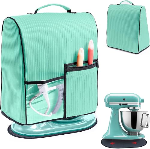 Stand Mixer Cover with Applicance Slider for KitchenAid 4.5/5 Quart Bowl Lift Mixers – Kitchen Appliance Dust Cover with Pockets for Kitchen Aid Accessories and Attachments