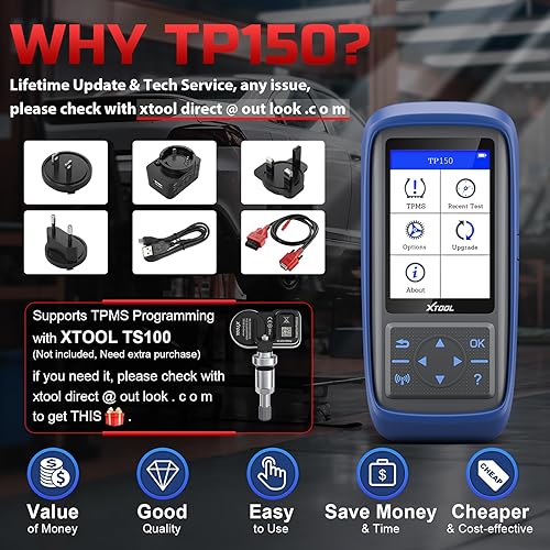 Miniatura 9 de XTOOL TP150 TPMS Herramienta de programación, herramienta universal de reinicio/restablecimiento/activación TPMS (315/433MHz), programador de sensor