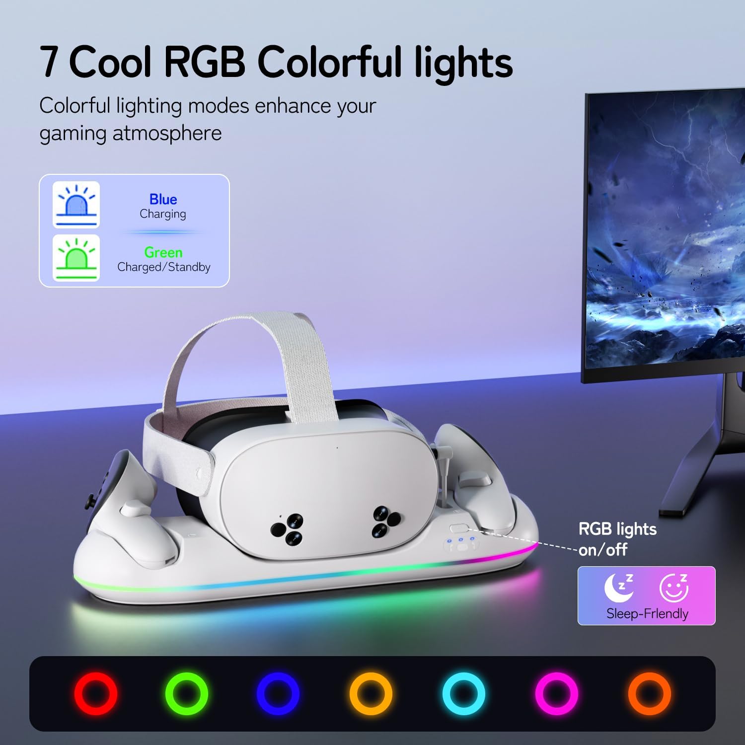 Saqico Q22 Charging Dock with 7 RGB lighting modes