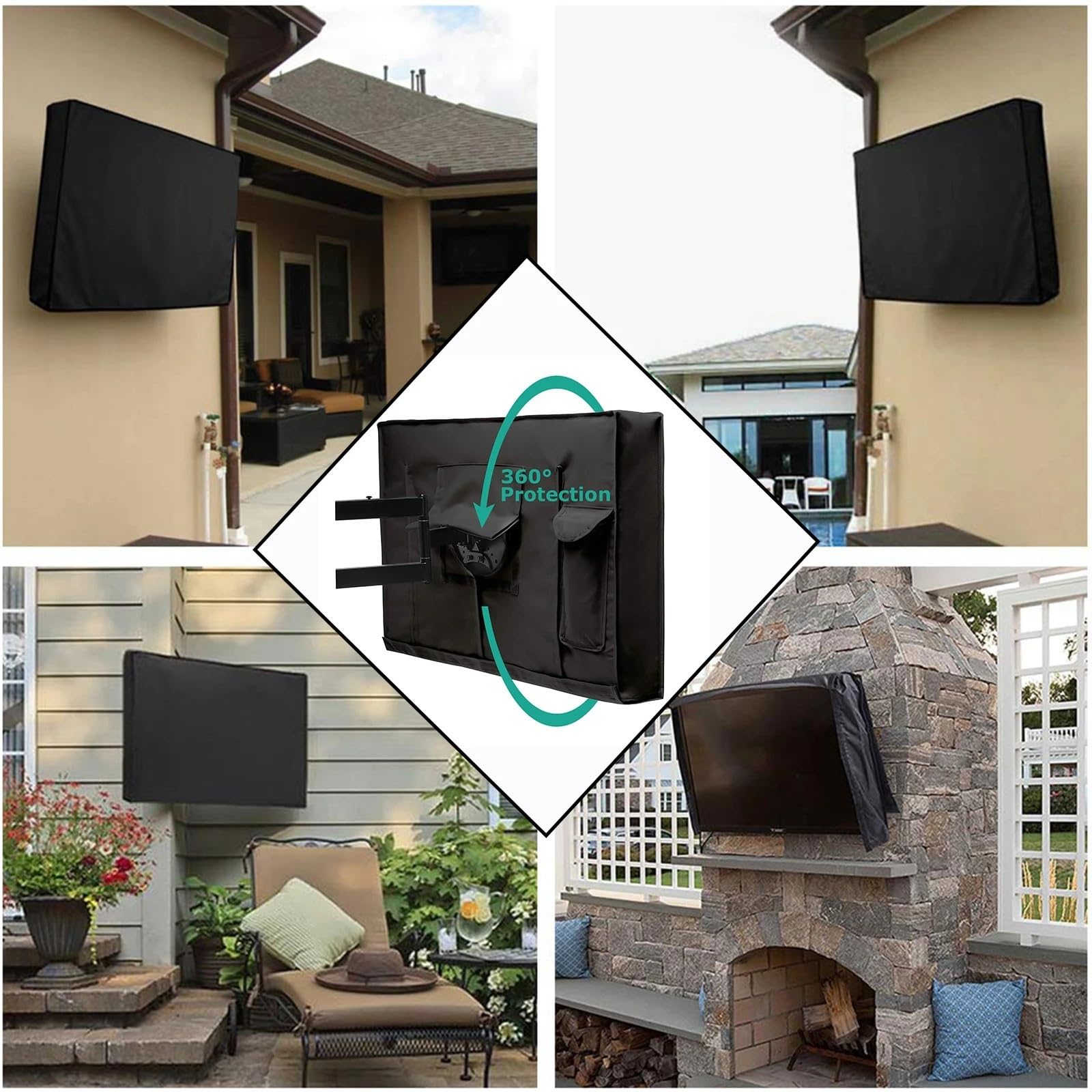 copri tv da esterno Copertura TV esterna Proteggi schermo piatto esterno impermeabile 600D con custodia antipolvere for televisione tascabile(XL)