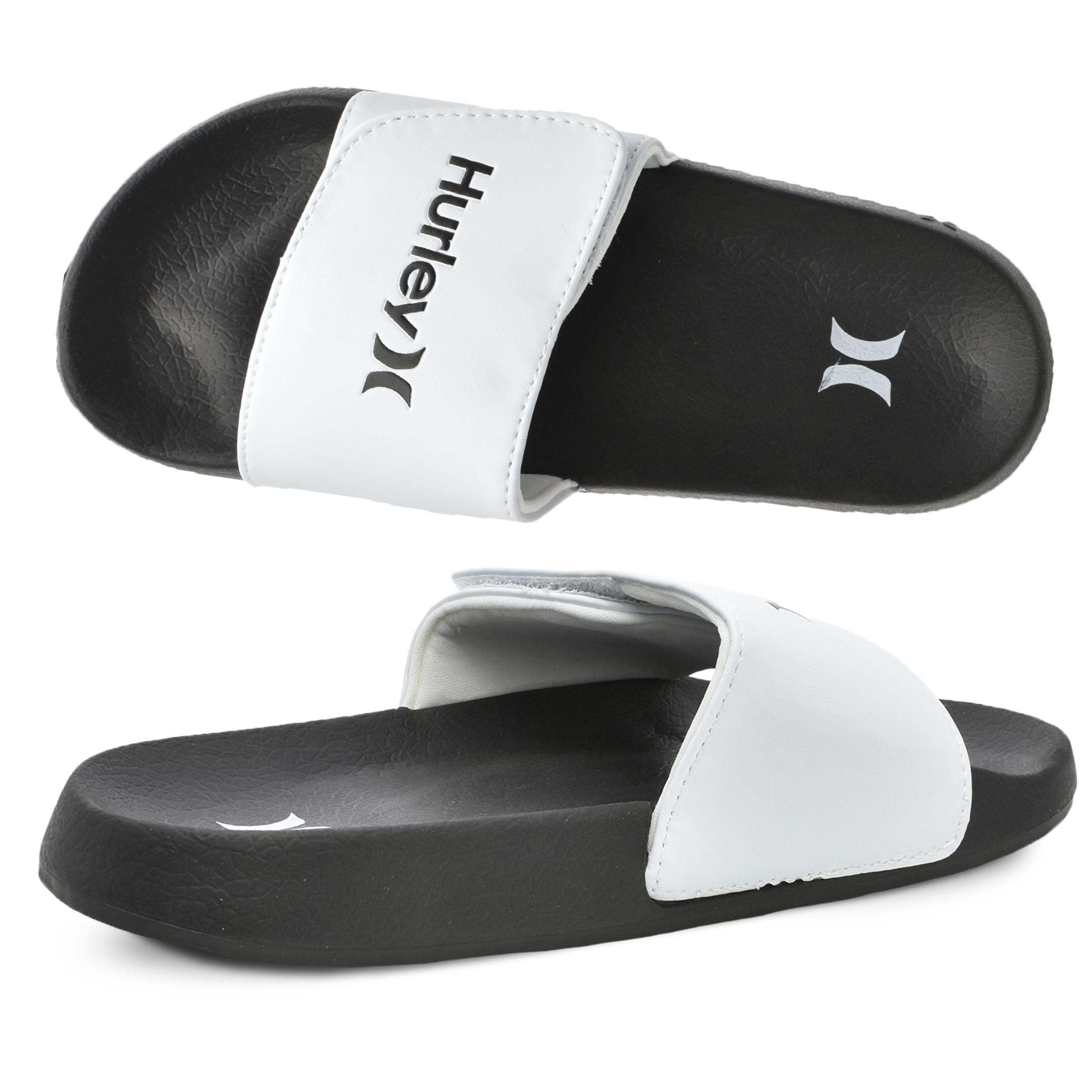 Hurley Kids NAIA Slides Adjustable Strap Slip-On Sandals Indoor and Outdoor EVA Footbed Shower Slides for Girls and Boys
