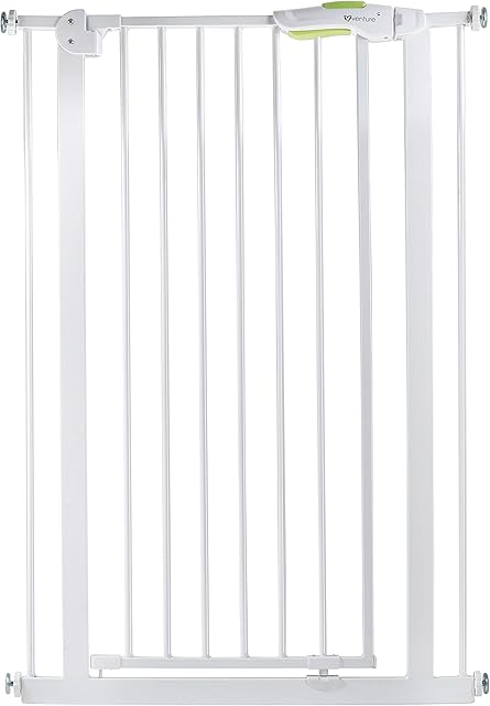 Venture Q-Fix Extra Tall Pressure Fit Pet Safety Gate | 75 - 84cm Wide, 110cm Extra Tall | Unique 90° Two Way Open/Stay Door, Auto close Function (White, 75-84cm)