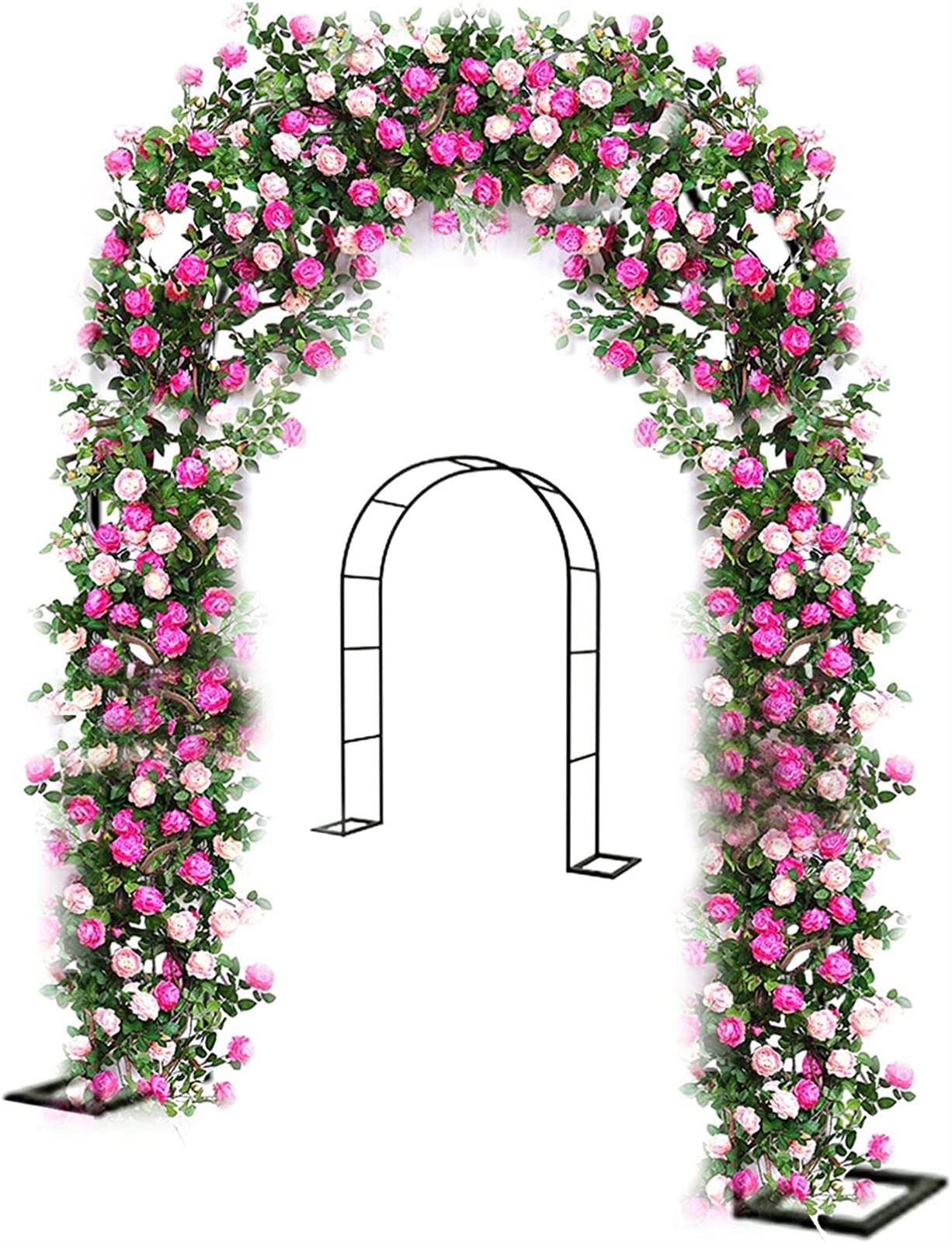 Zwpily Arco de jardín de Metal Resistente, Rose Arches Arbor Flower Stand, Ceremonia de Fiesta de Arco de Boda Decoración Escalada Planta Apoyo Espaldera, con Base,120x220x40CM