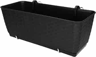 KOTARBAU Vaso Oblungo 50x20x20 Cm Con Auto-irrigazione - Antracite Effetto Rattan - Per Balcone E Giardino - 2