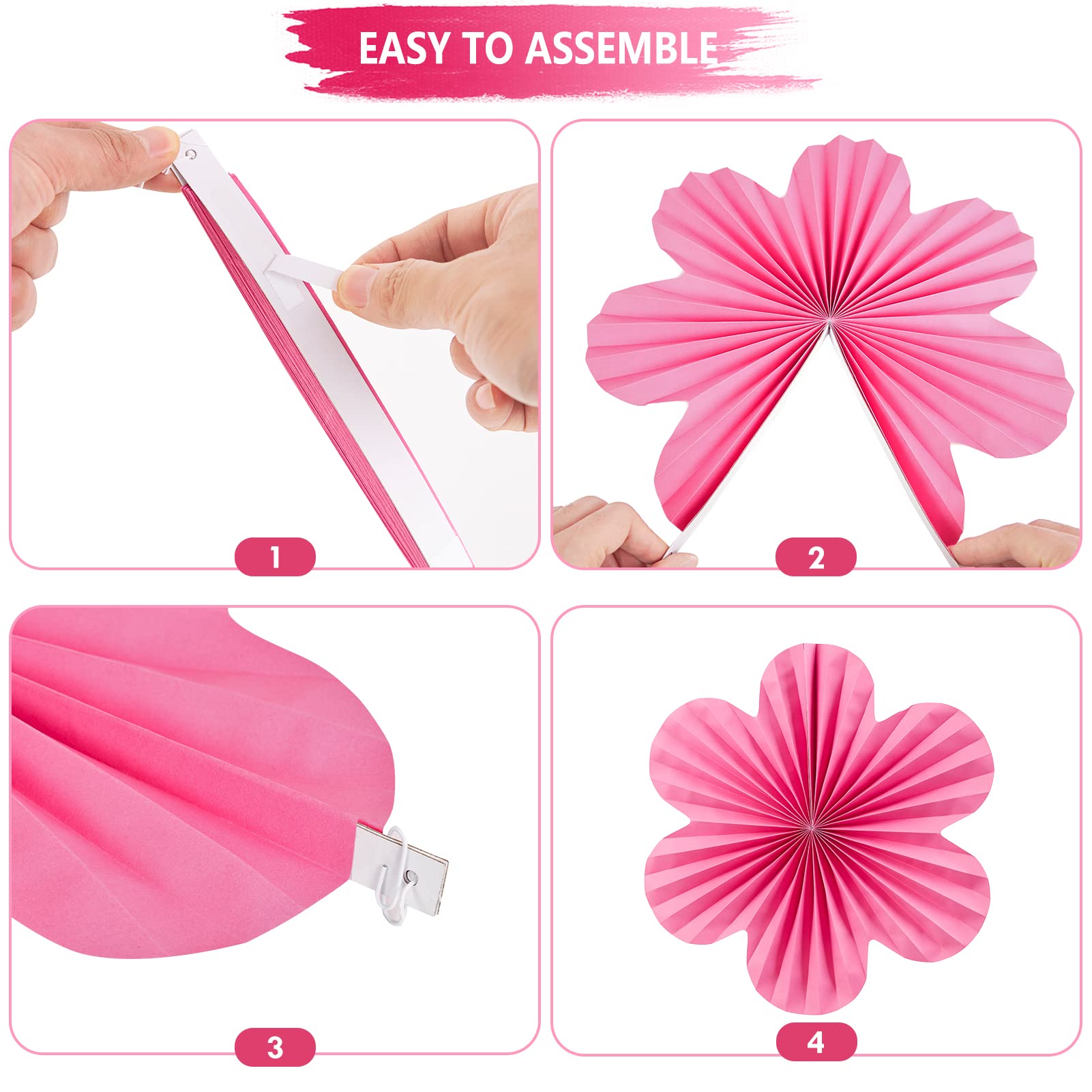 BestoFun Set di 12 scomparti di carta per fiori e fiori di carta, rosa
