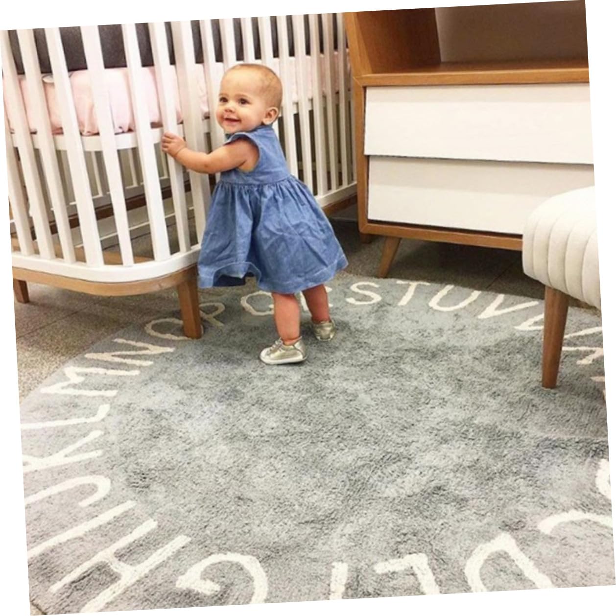 Alfombra Redonda para Gatear Alfabeto para Niños de Algodón