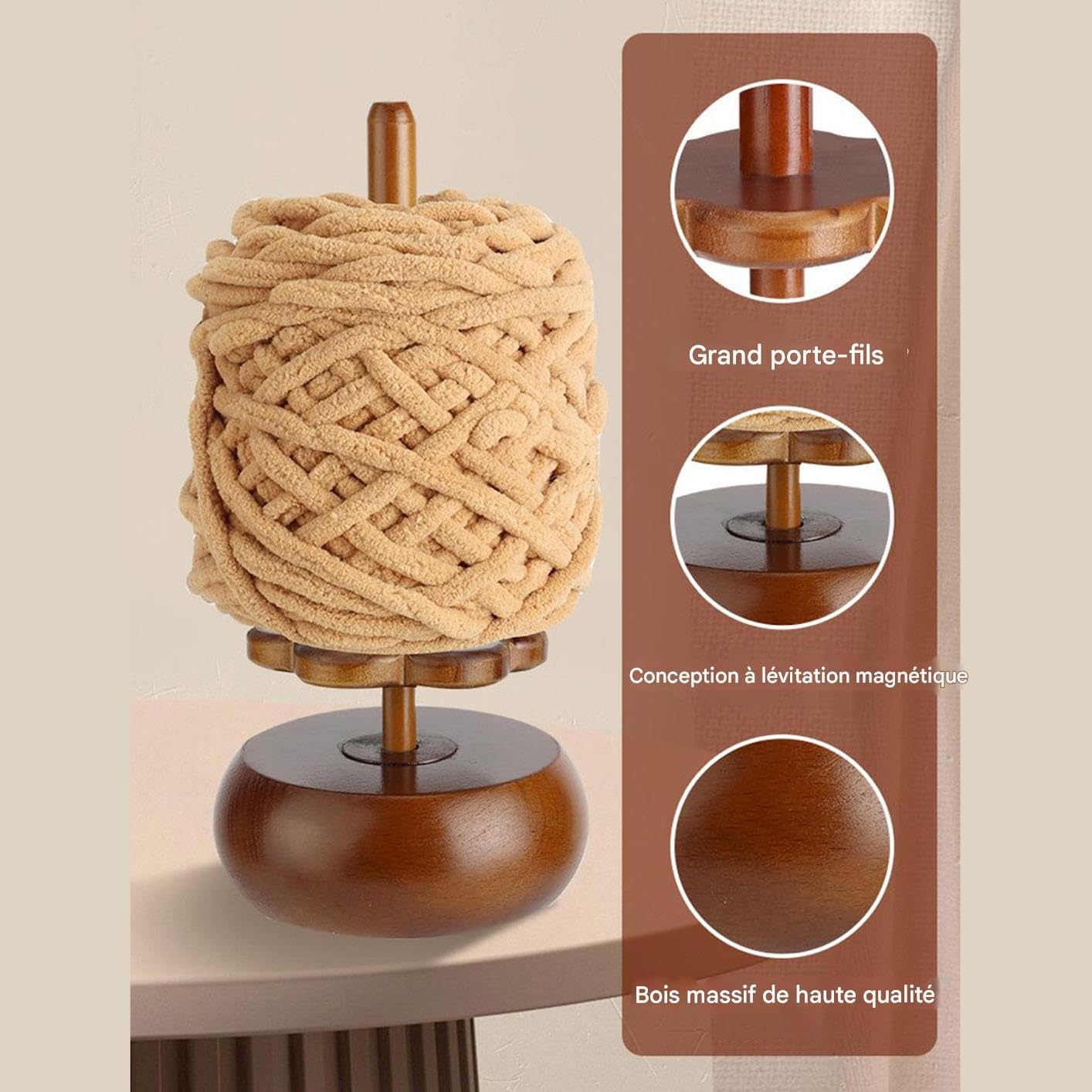 Portaalambre para gancho, Bobinadora magnética de madera para almacenamiento de lana de punto | Soporte para gancho y accesorios - Mujeres adultas Principiantes