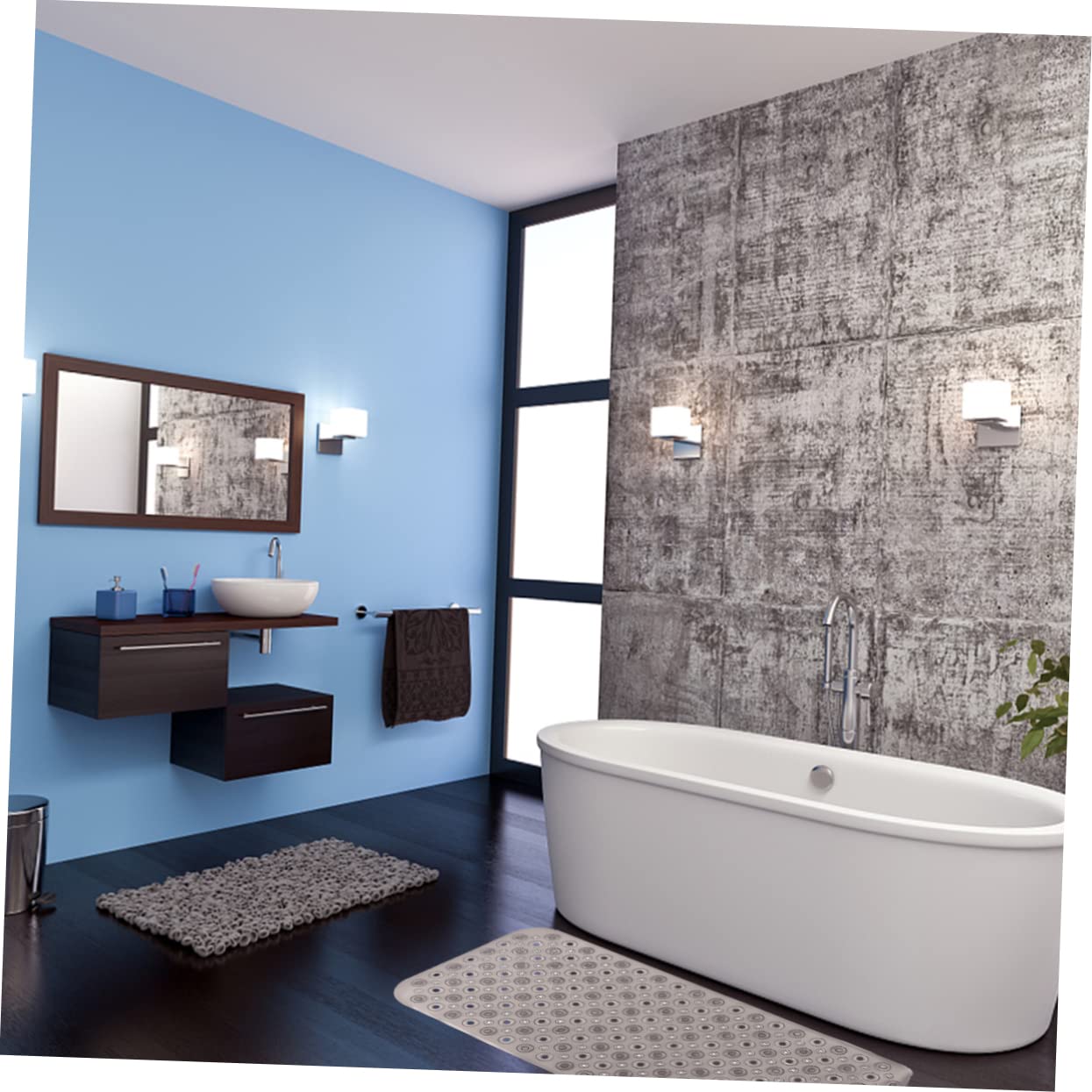 Tappeto Vasca Antiscivolo 80x40 Cm in Pvc Lavabile | Ventose, Drenaggio Rapido, Massaggio Plantare, per Bagno e Doccia Domestici