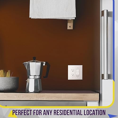 Miniatura 5 de ENERLITES - Cubierta decorativa de interruptor doble, placa de pared de dos salidas, 2 bandas de gran tamaño, 5.50 x 5.50 pulgadas, termoplástico de