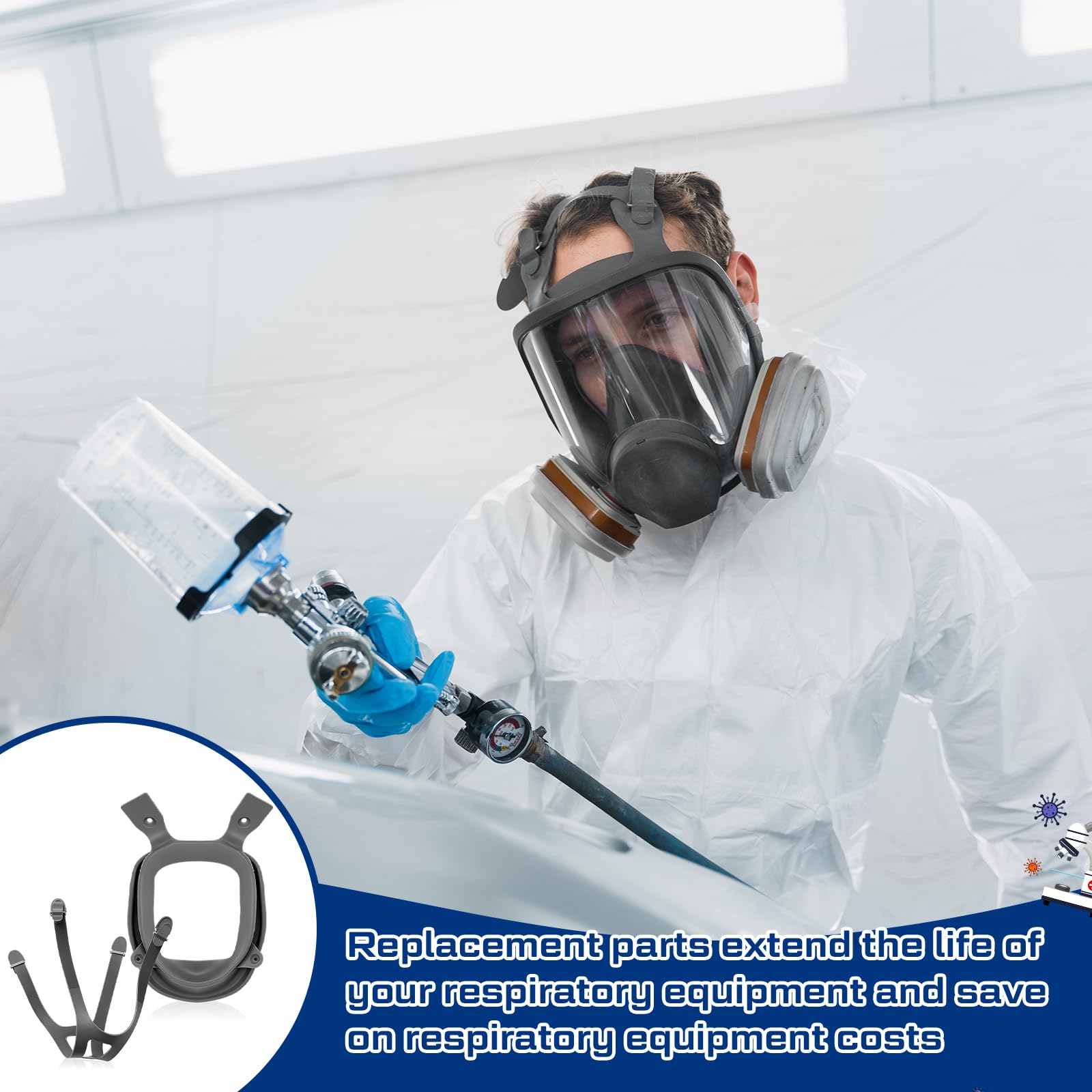 2 pezzi compatibili con anello in gomma serie 6000 e cinghia per imbracatura per la testa per facciali completi protezione respiratoria copertura parte di ricambio