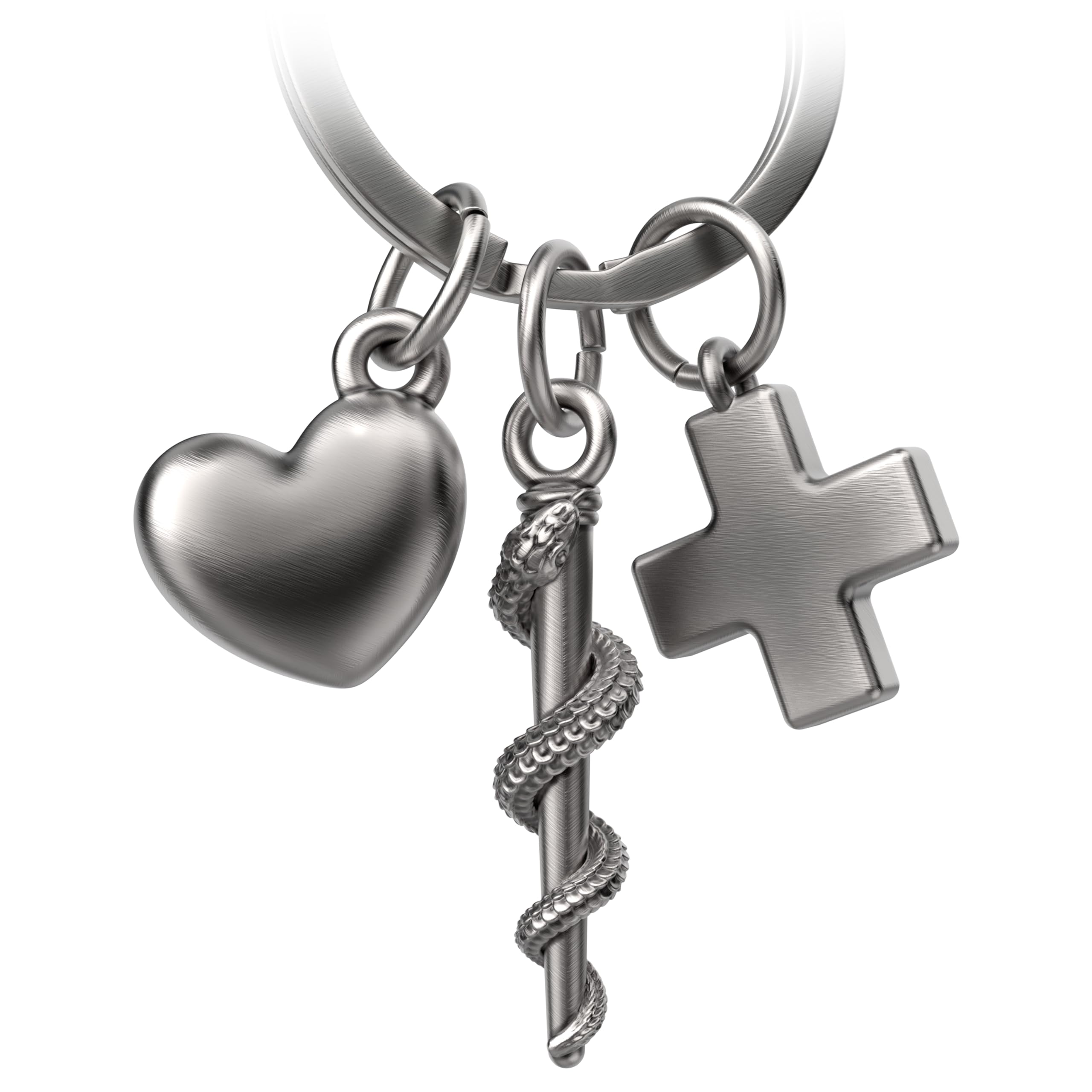 FABACH Portachiavi con ciondolo a forma di croce e cuore, regalo per infermiera, medico, medico, portachiavi per infermiera, vecchio, regalo di medicina, studente