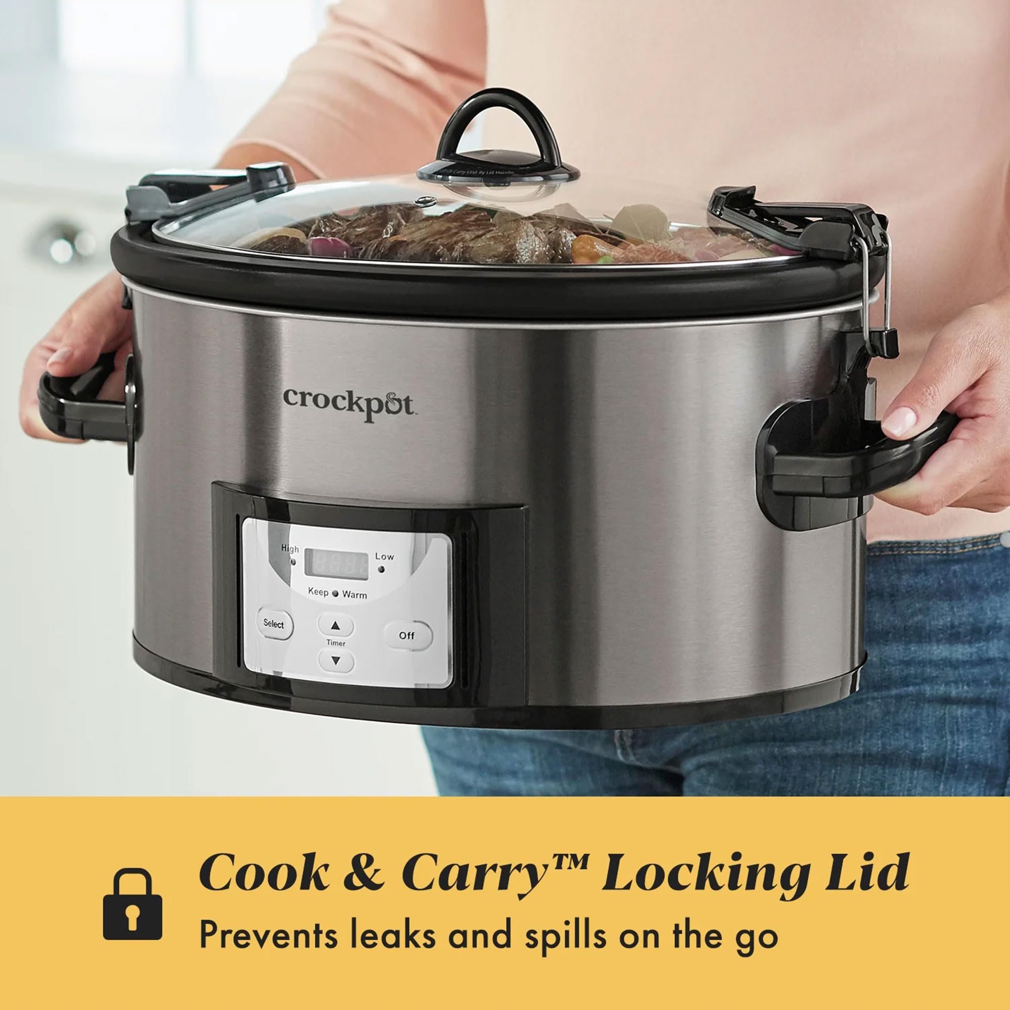 Amazon.com: Crock Pot 7-qt Nonstick Ceramic Coating Cook & Carry