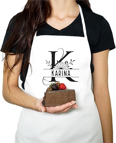 Miniatura 4 de SonaGear Delantal impermeable. Delantales de monograma duraderos y duraderos para mujer, Blanco