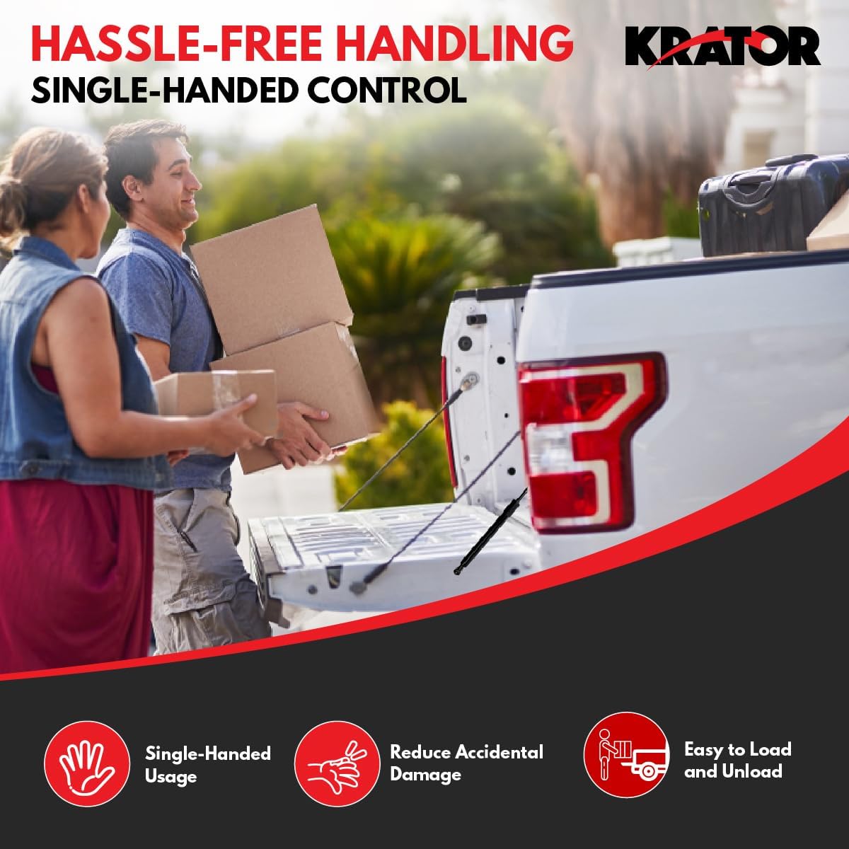 Krator Tailgate Assist Lift Support Pickup Truck Tailgate-Lowering System Compatible with Volkswagen VW Amarok (2013-2019) - Read Desc. for Exact Years and Details (TGA-270)