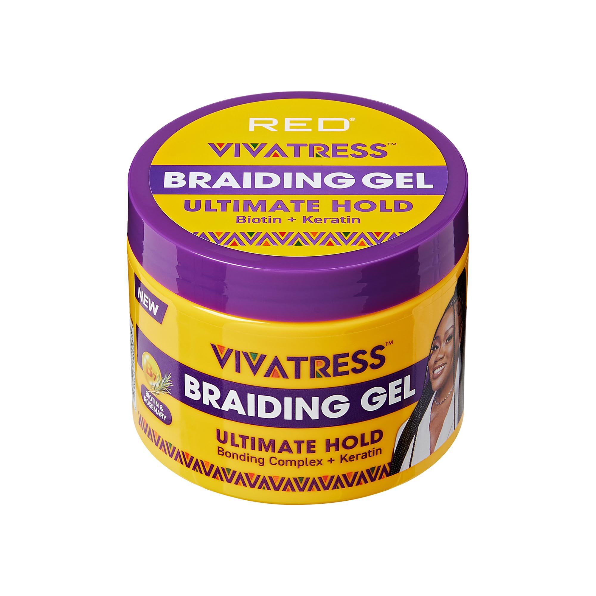 Red by Kiss VIVATRESS Ultimate Hold Braiding Gel – 4X Extra Strong, No Flake, Non Greasy, Long Lasting Sleek Styling Gel with Keratin, Biotin & Rosemary (6 oz) 16 Ounce (Pack of 1)