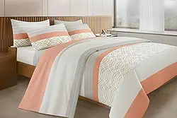 Jogo de Lençol de Cama Casal Queen, 4 Peças, 100% Algodão, 2500 Fios, Estampado Importado (Cinza Wave)