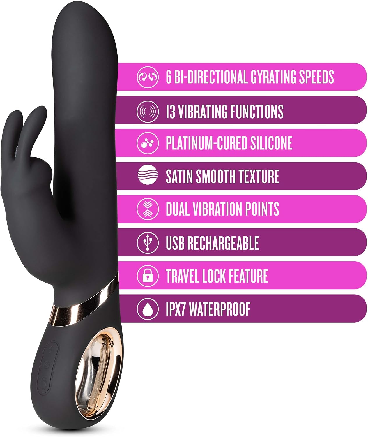 Blush Novelties Victoria 9" G Spot Vibrator Sex Toys ~ 3 Motors Reversible Powerful Clitoral Vibrations - Female Pleasure Gyrating Rabbit Silicone Dildo ~ Waterproof Women Body Stimulator ~ USB Charge