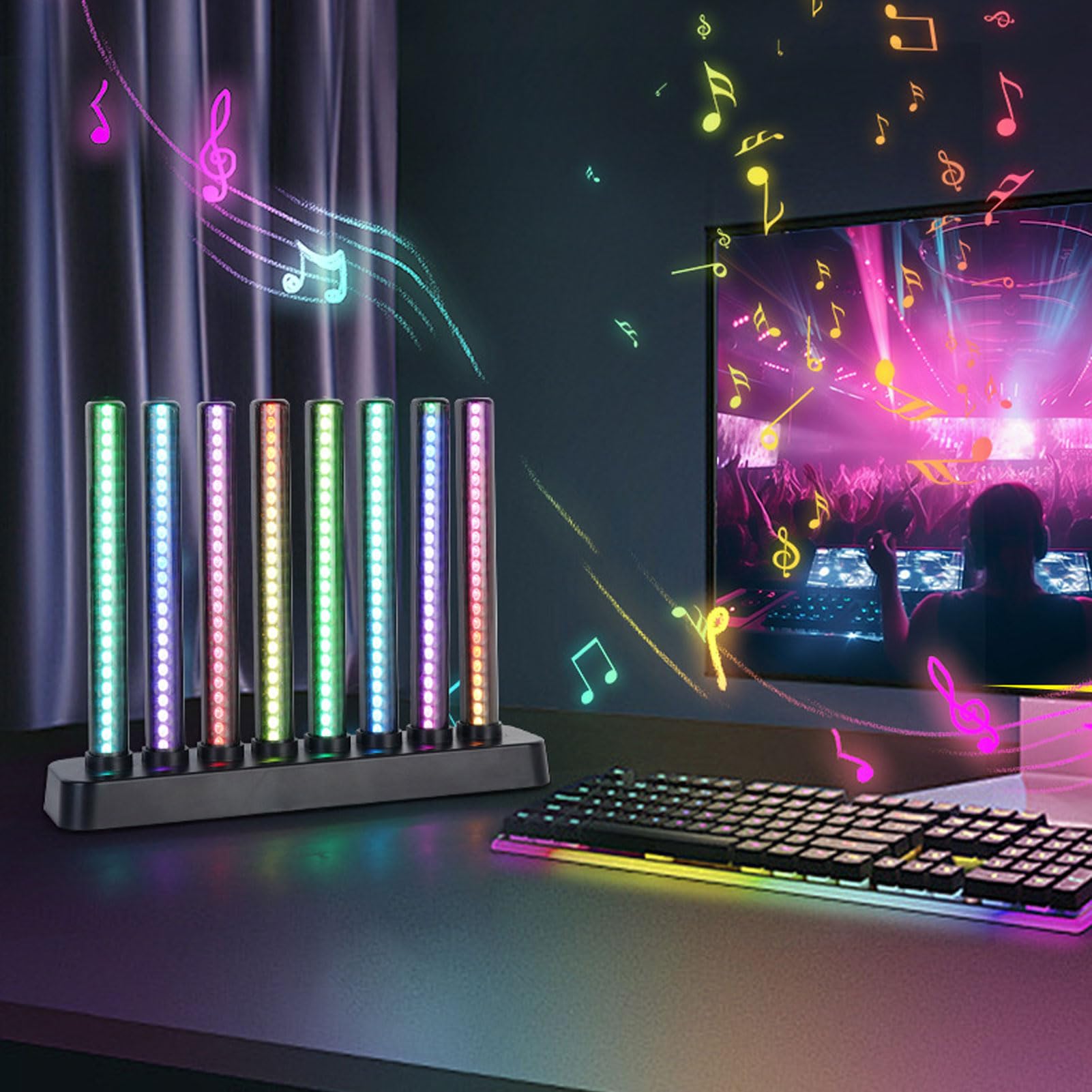 Gugxiom Barra Luminosa del Ritmo Musicale, Display Analizzatore di Spettro Audio con 200 LED RGB, Tubo Luminoso Ad Alta sensibilità per Decorazioni per Feste in Casa, Controllo APP