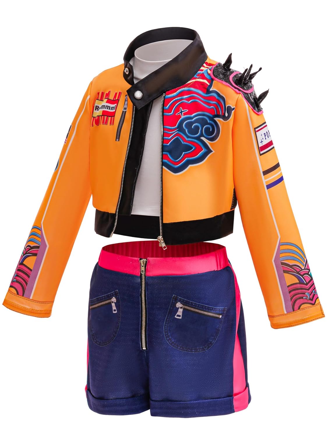 Rumi Costume Kids Girls Kpop Halloween Cosplay Costumes 3PSC Set Include Jacket T-Shirt Shorts