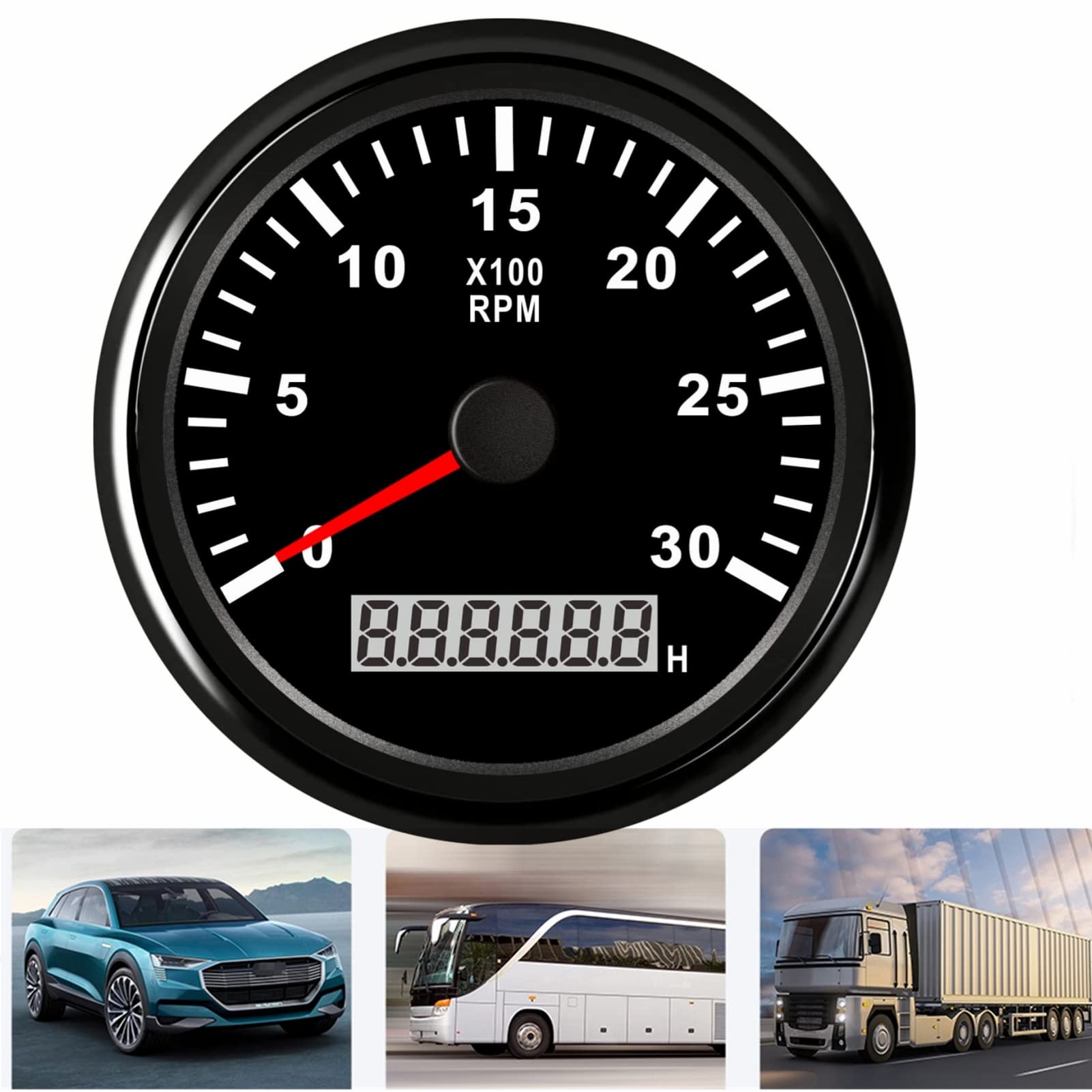 Buy 85MM Marine Tachometer Gauge 3000RPM Boat RPM Tachometer Outboard