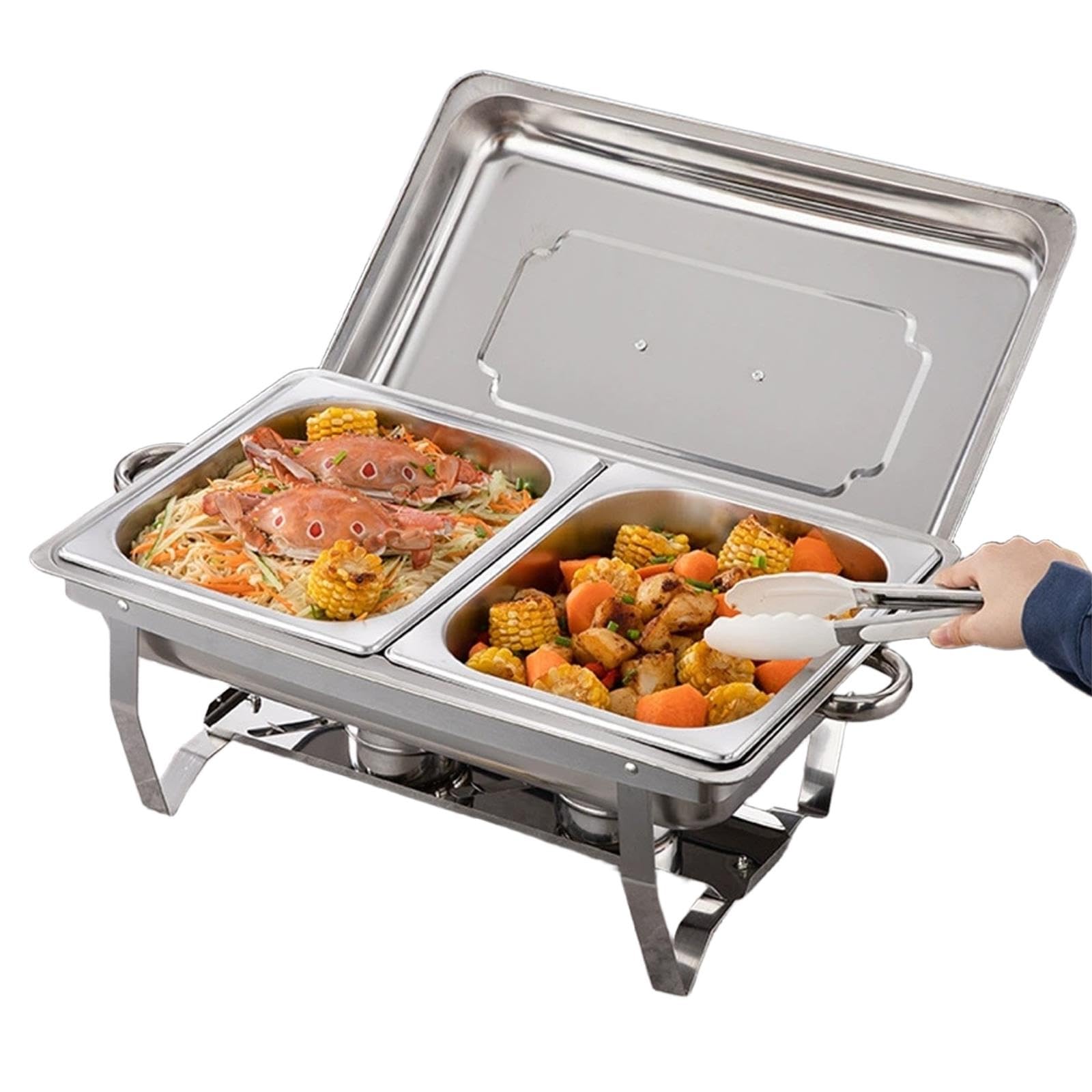 Juego De Buffet For Frotar Platos, Rectangulares De Acero Inoxidable
